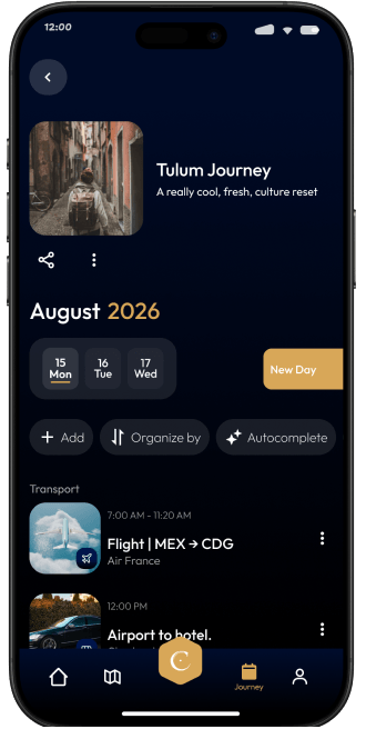 Itinerary preview interface