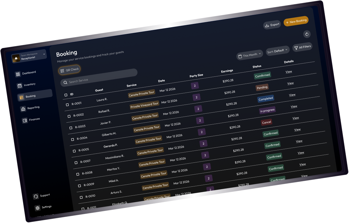 Booking operations dashboard