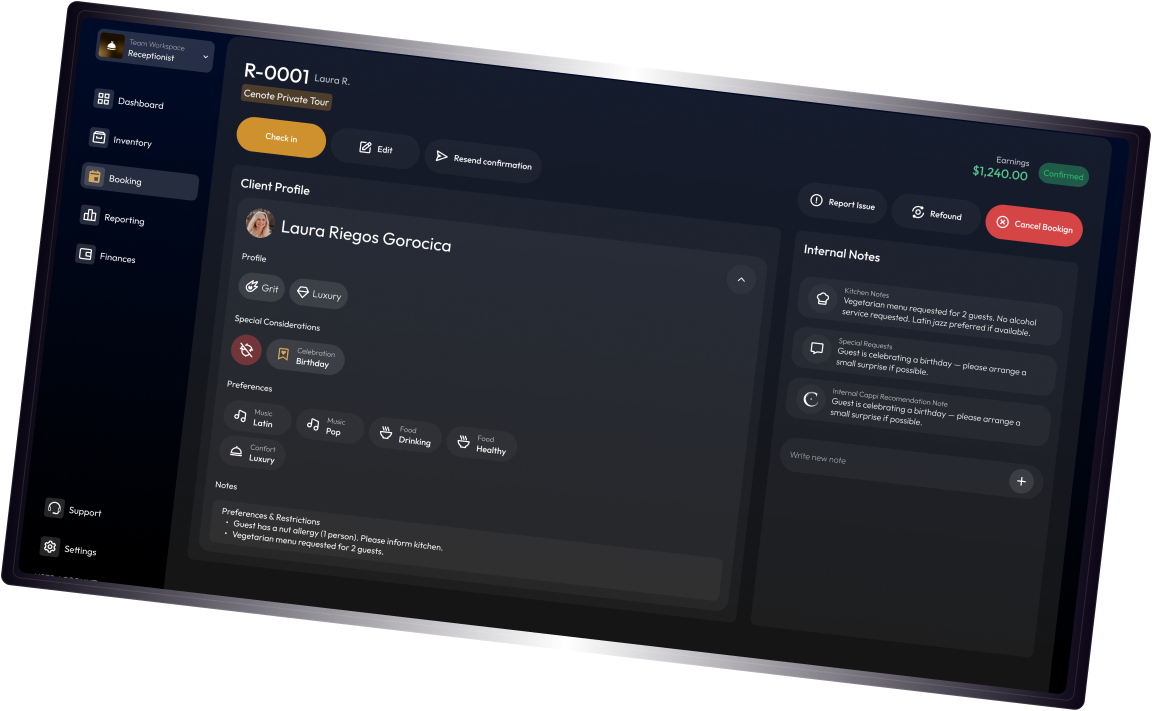 Client profile and personalization dashboard